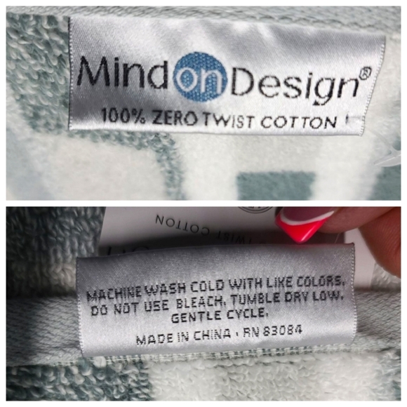 8 Mind on Design Color Block Zero Twist Cotton Bath Hand Washcloth Towel Set New - Picture 6 of 7